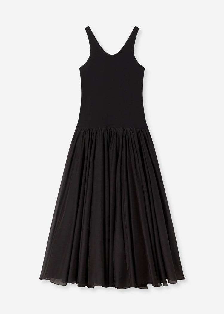 Crinoline Double Layer Dress in Cotton Silk Voile - Black, image 5 of 5