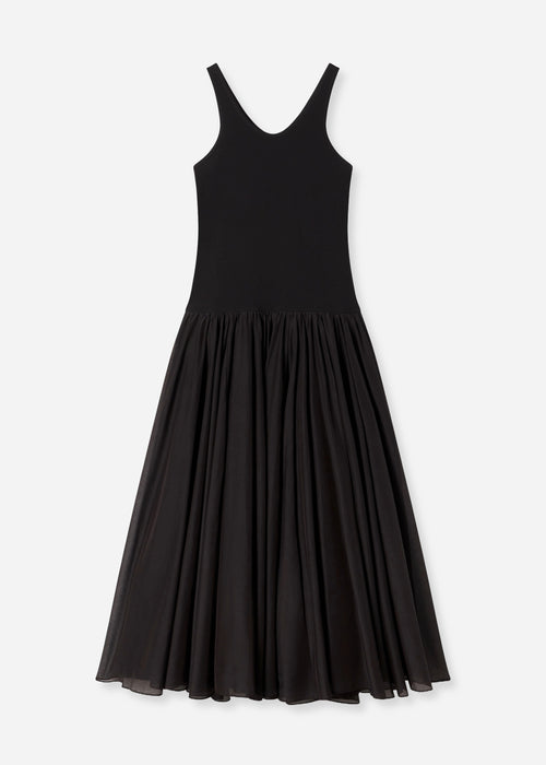 Crinoline Double Layer Dress in Cotton Silk Voile - Black, image 5 of 5