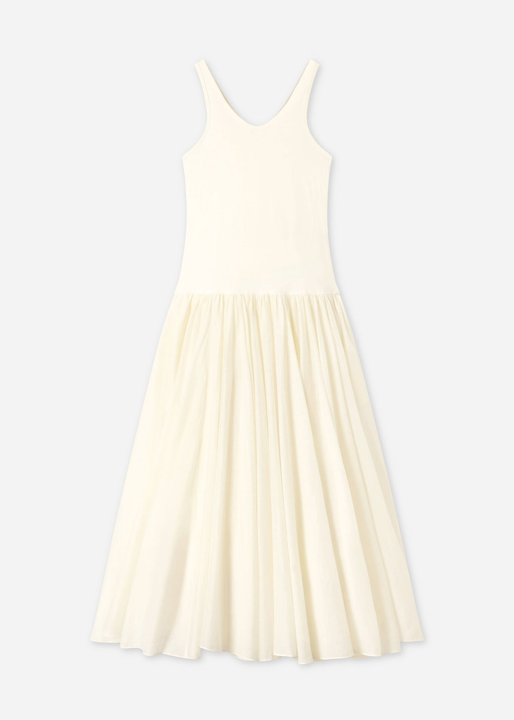 Crinoline Double Layer Dress in Cotton Silk Voile - Pearl - CO