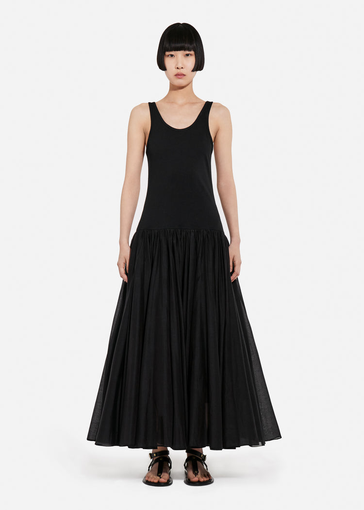 Crinoline Double Layer Dress in Cotton Silk Voile - Black, image 4 of 5