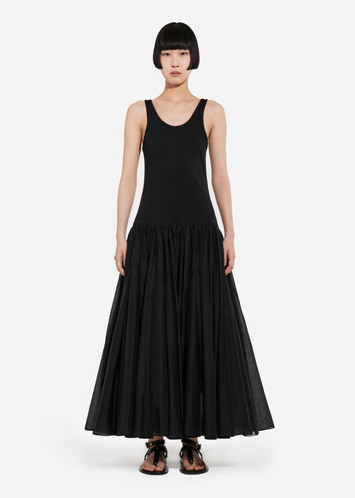 Crinoline Double Layer Dress in Cotton Silk Voile - Black, image 4 of 5