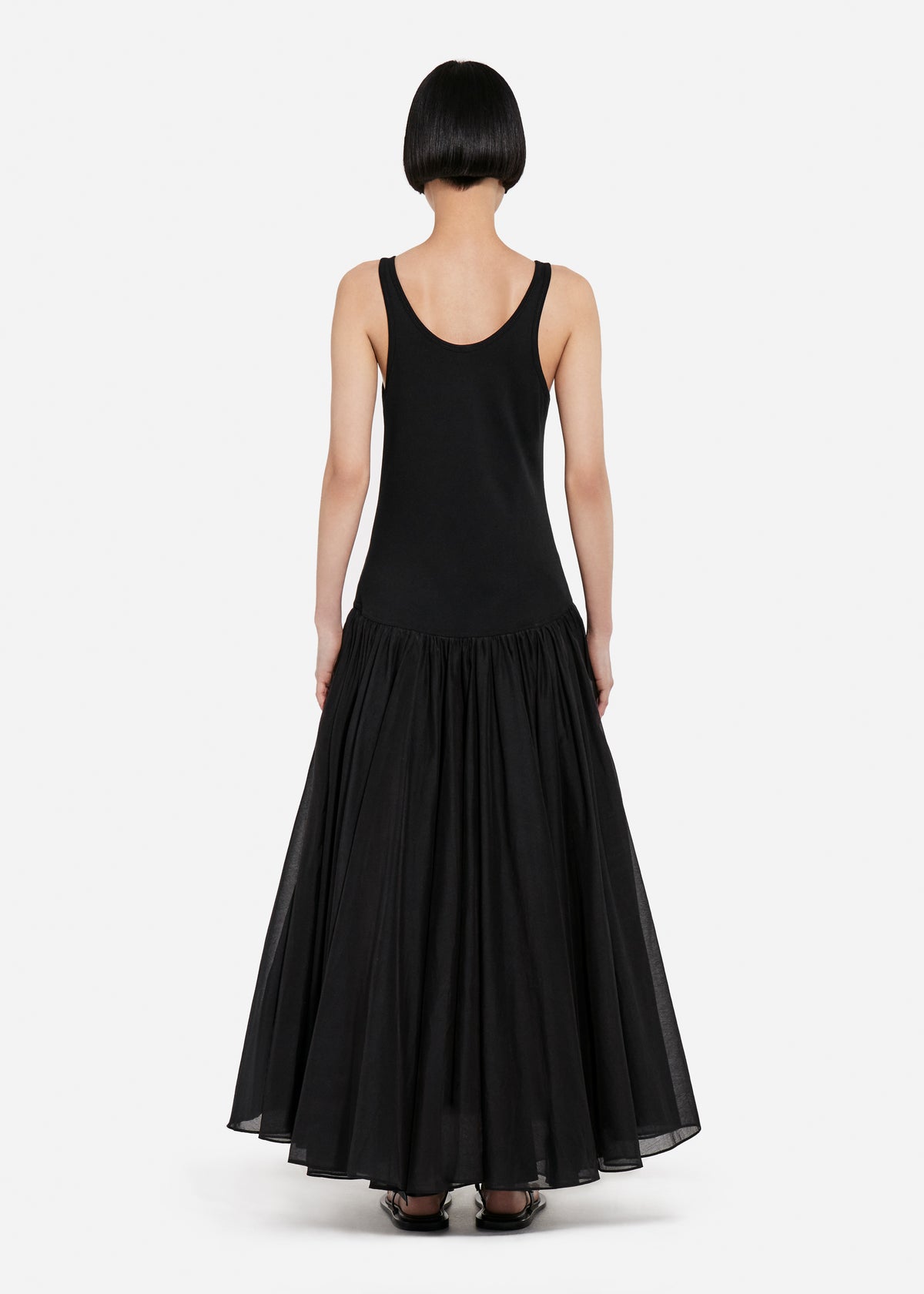 Crinoline Double Layer Dress in Cotton Silk Voile - Black, image 3 of 5