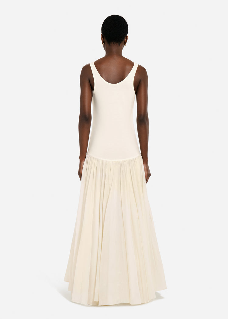 Crinoline Double Layer Dress in Cotton Silk Voile - Pearl, image 3 of 5