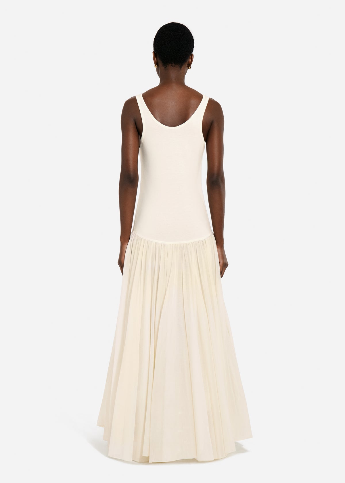 Crinoline Double Layer Dress in Cotton Silk Voile - Pearl, image 3 of 5