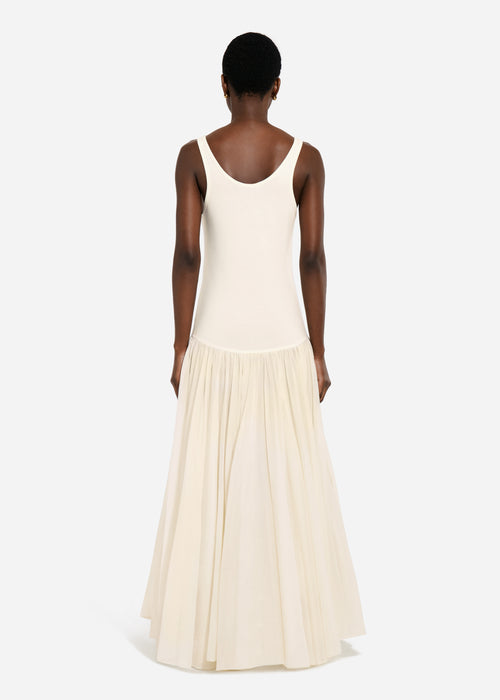 Crinoline Double Layer Dress in Cotton Silk Voile - Pearl, image 3 of 5
