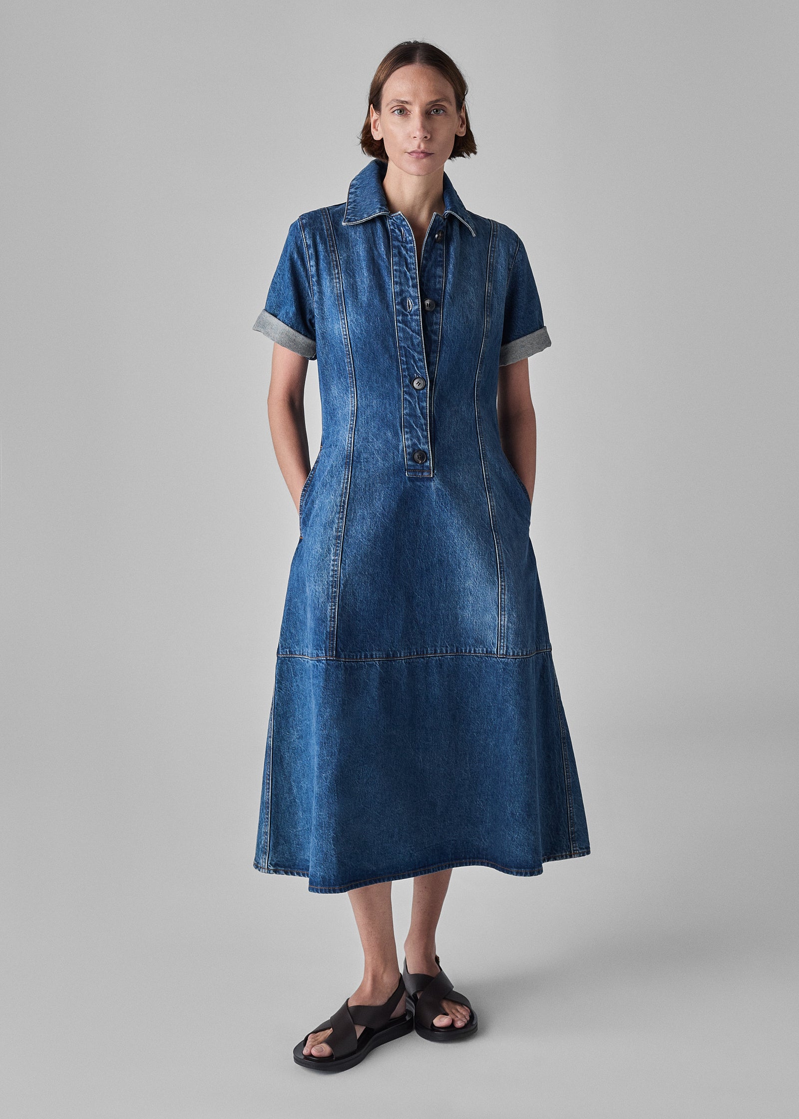 Midi Denim Dress  - Indigo