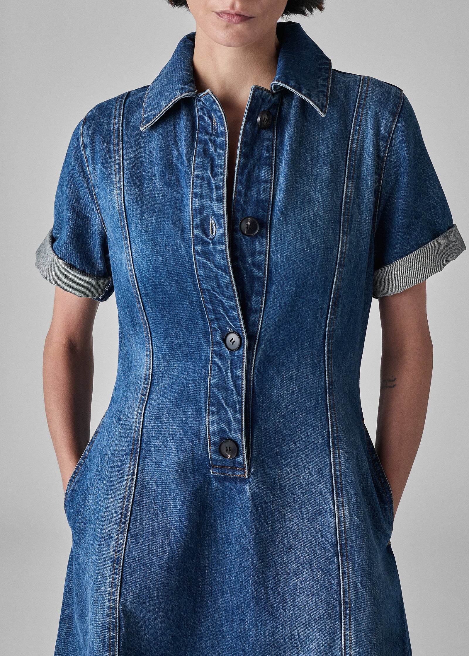 Midi Denim Dress  - Indigo