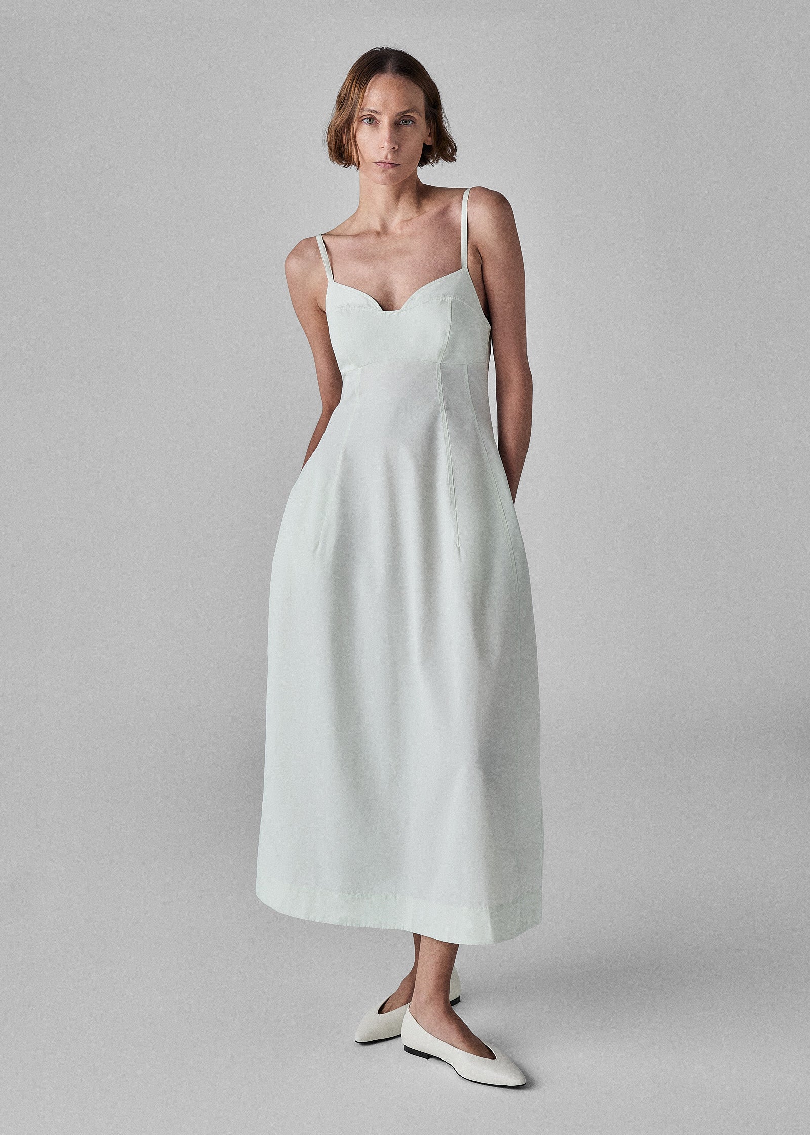 Slip Dress in Cotton Poplin- Frost