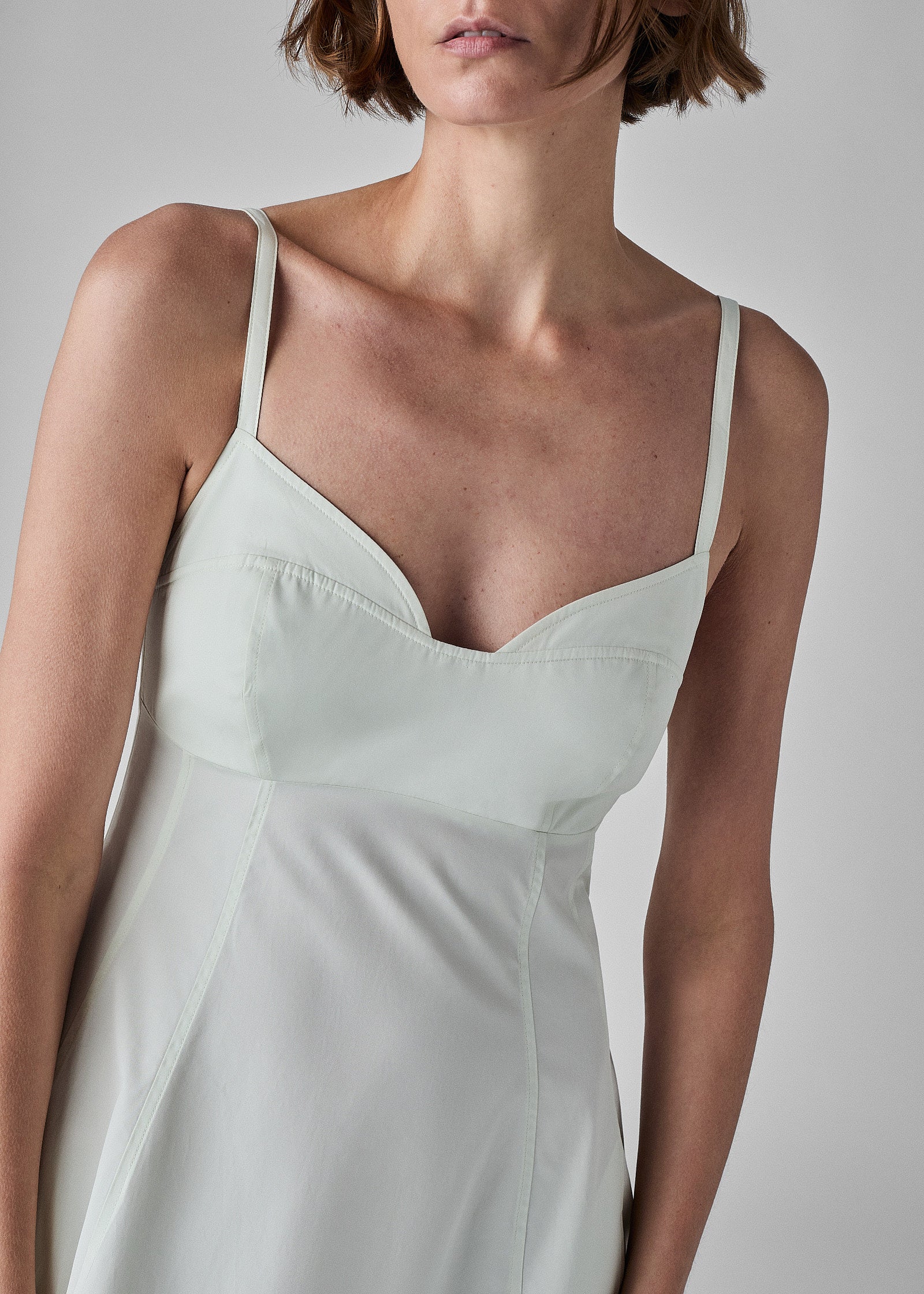 Slip Dress in Cotton Poplin- Frost