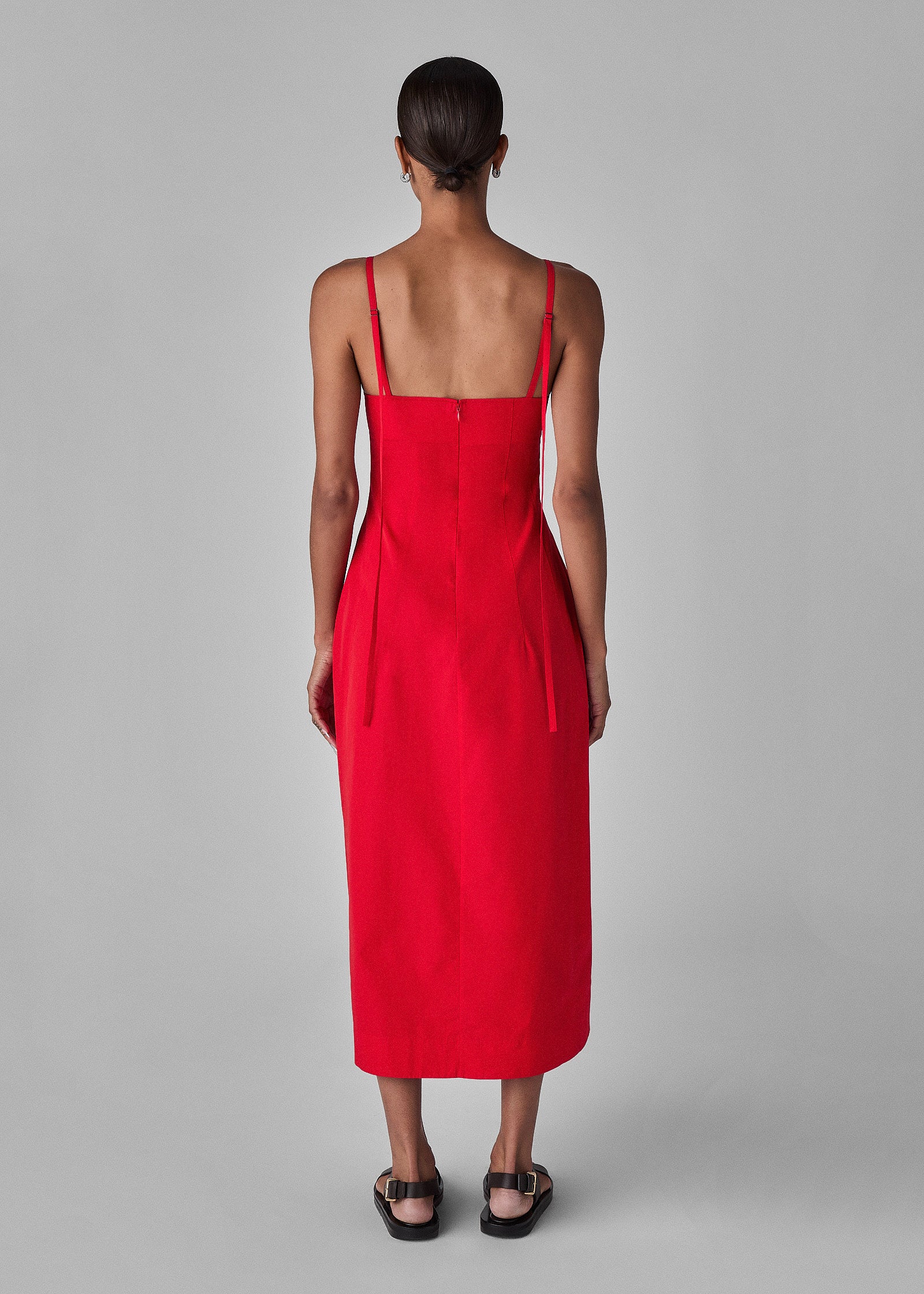 Bustier Dress in Cotton Poplin - Red