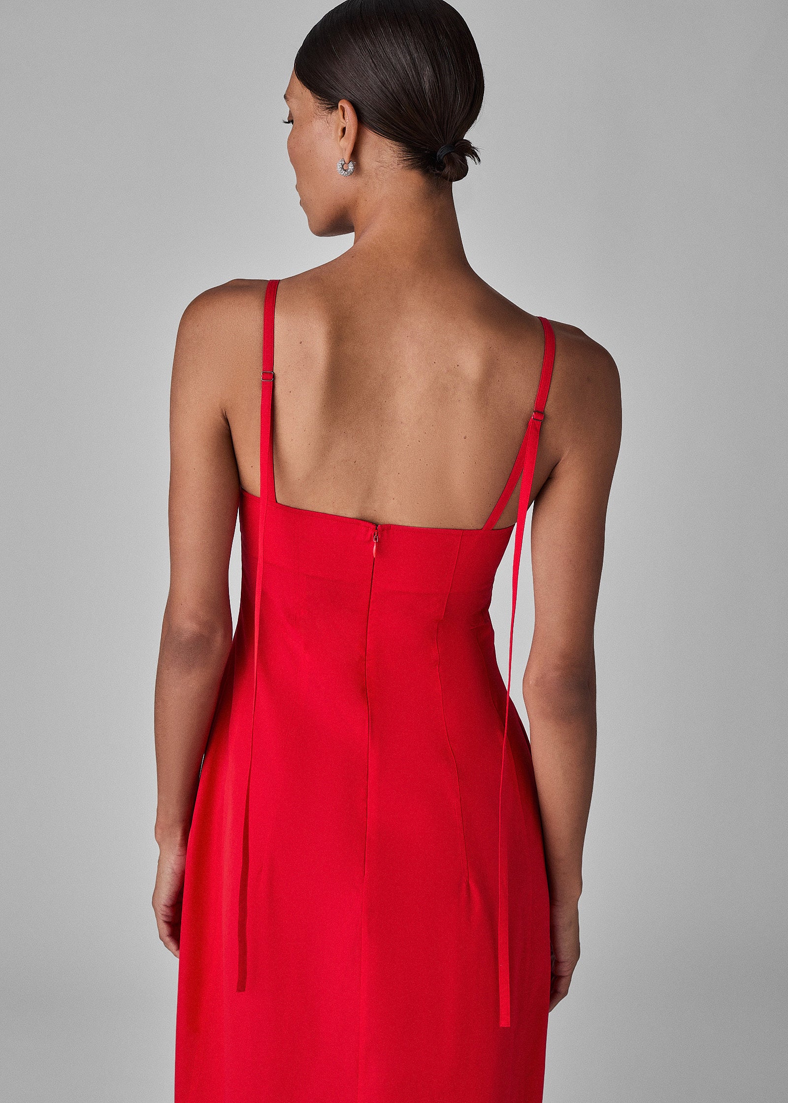 Bustier Dress in Cotton Poplin - Red