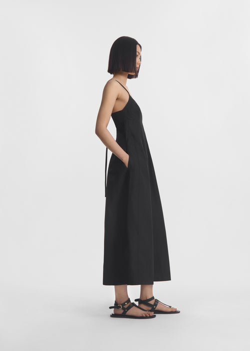 Bustier Midi Dress in Cotton Poplin - Black - CO