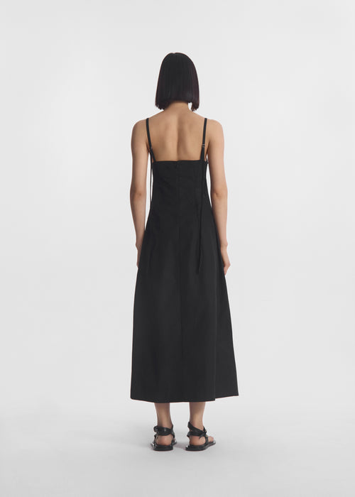 Bustier Midi Dress in Cotton Poplin - Black - CO