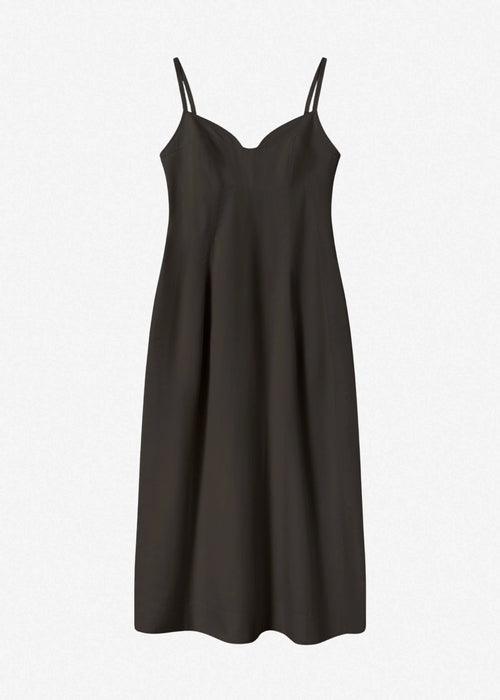 Bustier Midi Dress in Cotton Poplin - Black - CO
