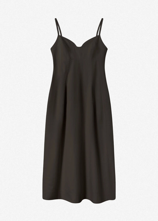 Bustier Midi Dress in Cotton Sateen - Black - CO