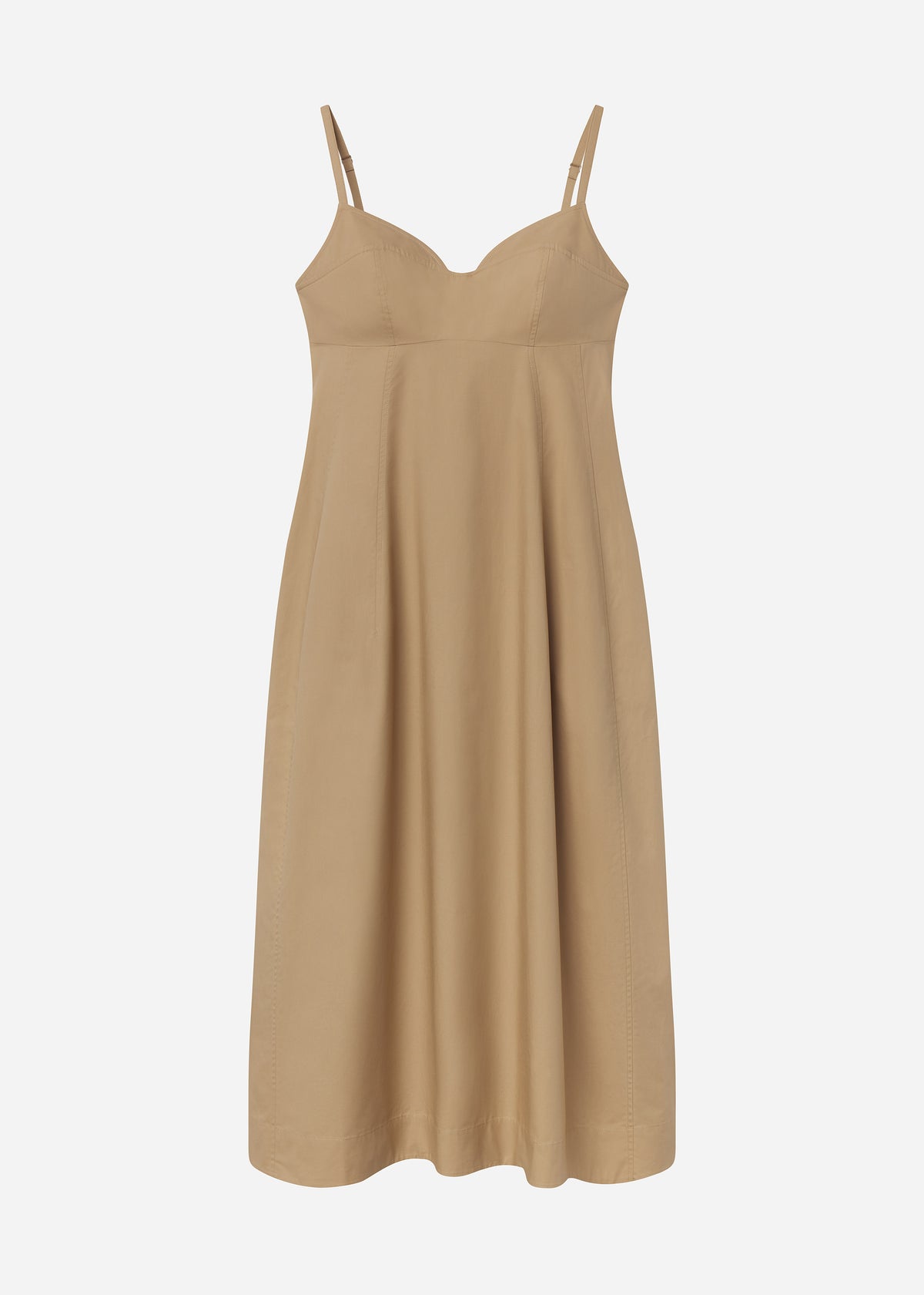 Bustier Midi Dress in Cotton Poplin - Camel, image 3 of 3