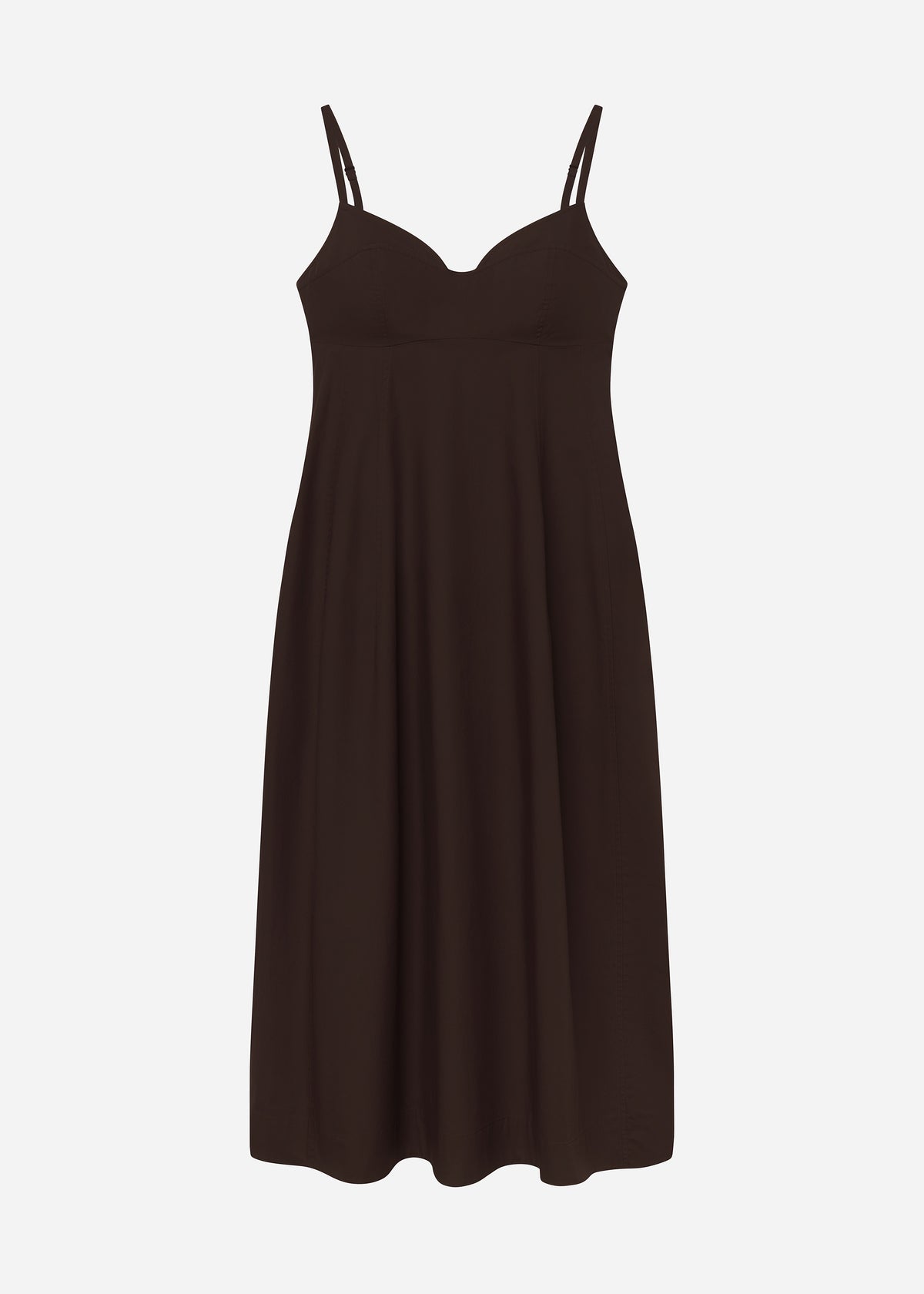 Bustier Midi Dress in Cotton Poplin - Chocolate, image 4 of 4