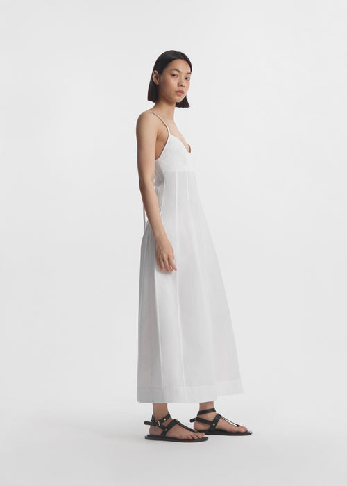Bustier Midi Dress in Cotton Poplin - White - CO