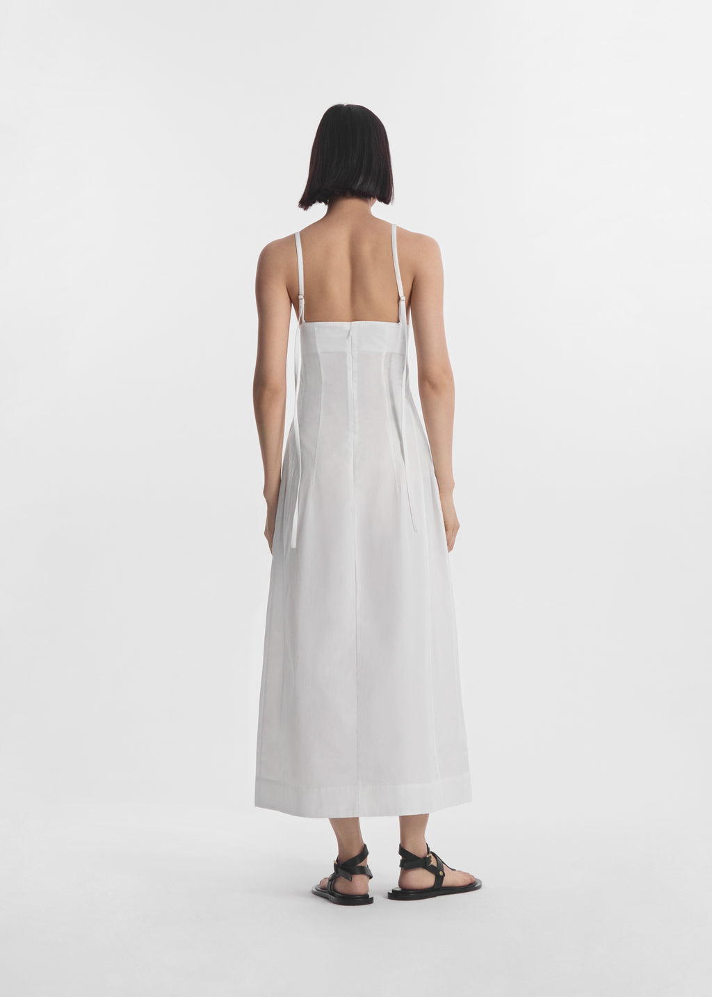 Bustier Midi Dress in Cotton Poplin - White - CO