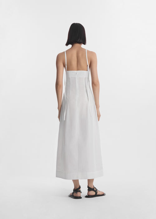 Bustier Midi Dress in Cotton Poplin - White - CO