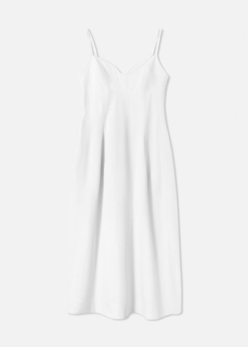 Bustier Midi Dress in Cotton Poplin - White - CO