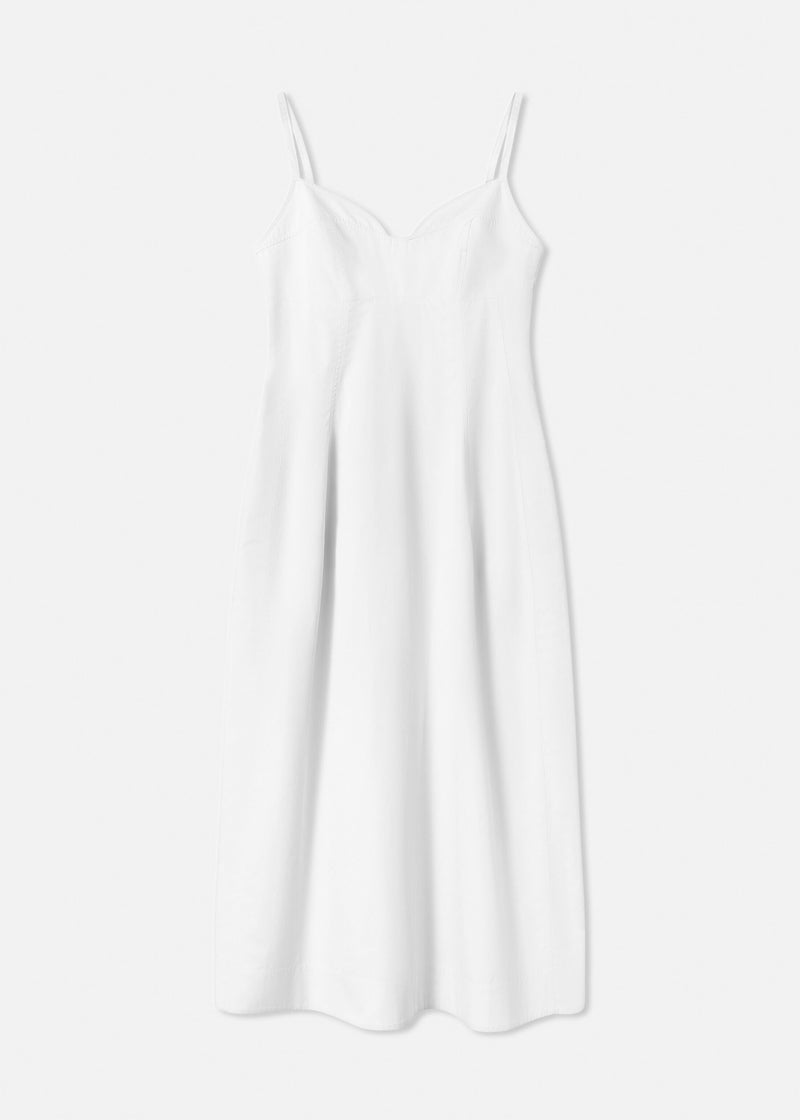 Bustier Midi Dress in Cotton Poplin - White - CO
