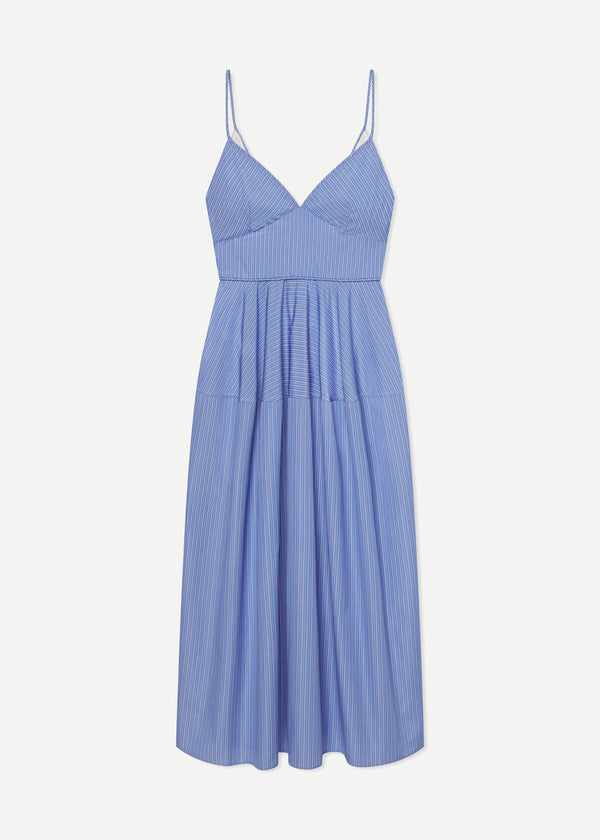 Striped Camisole Dress in Cotton - Blue Multi - CO
