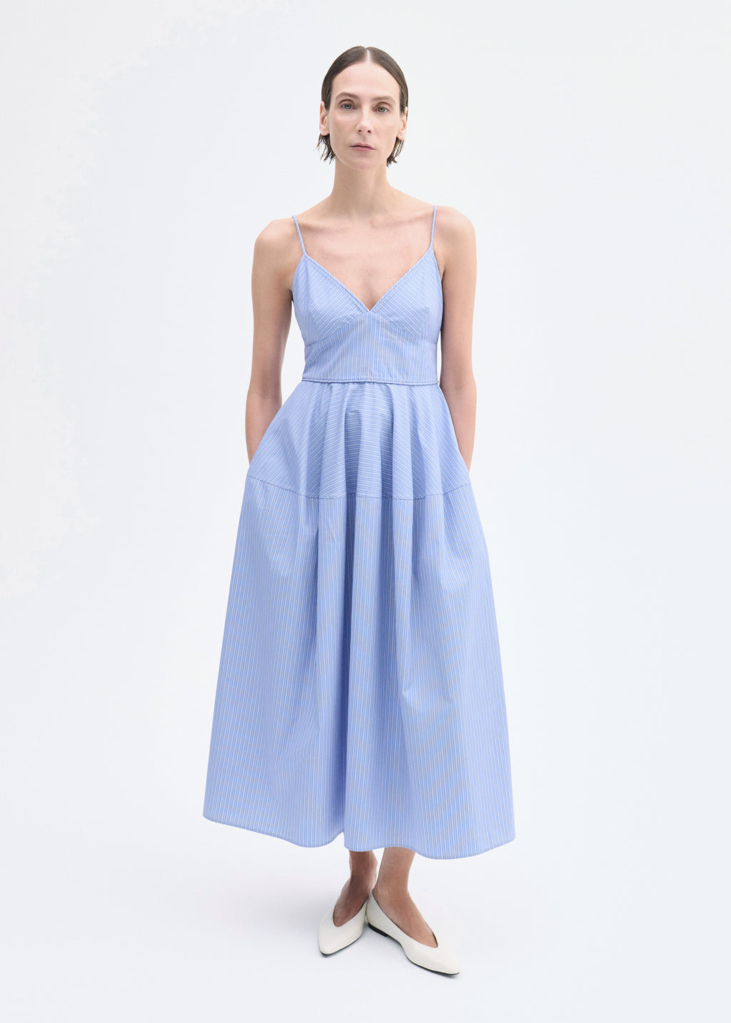 Striped Camisole Dress in Cotton - Blue Multi - CO