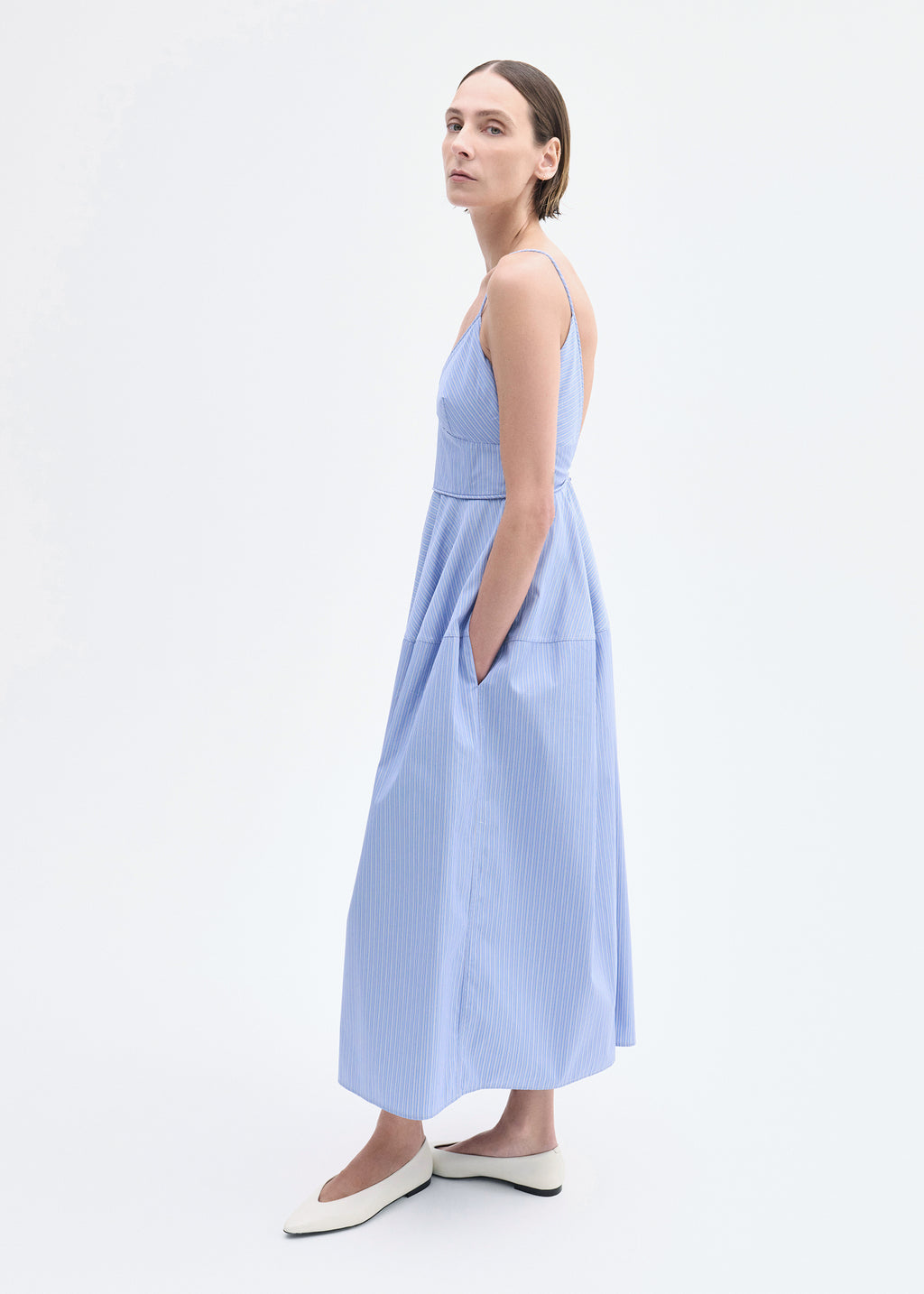 Striped Camisole Dress in Cotton - Blue Multi - CO