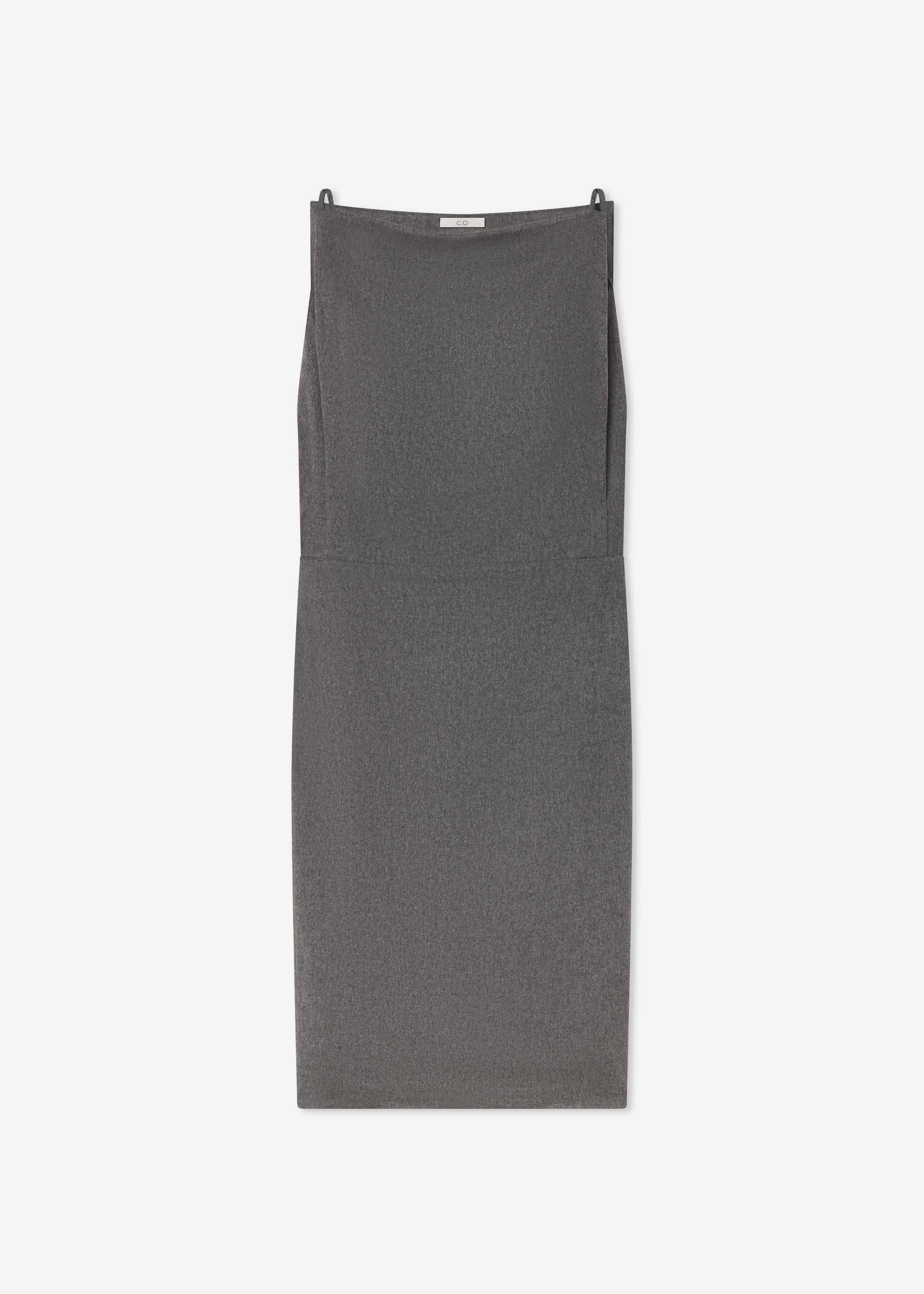 Bateau Shift Dress in Wool Cashmere - Grey Melange, image 5 of 5
