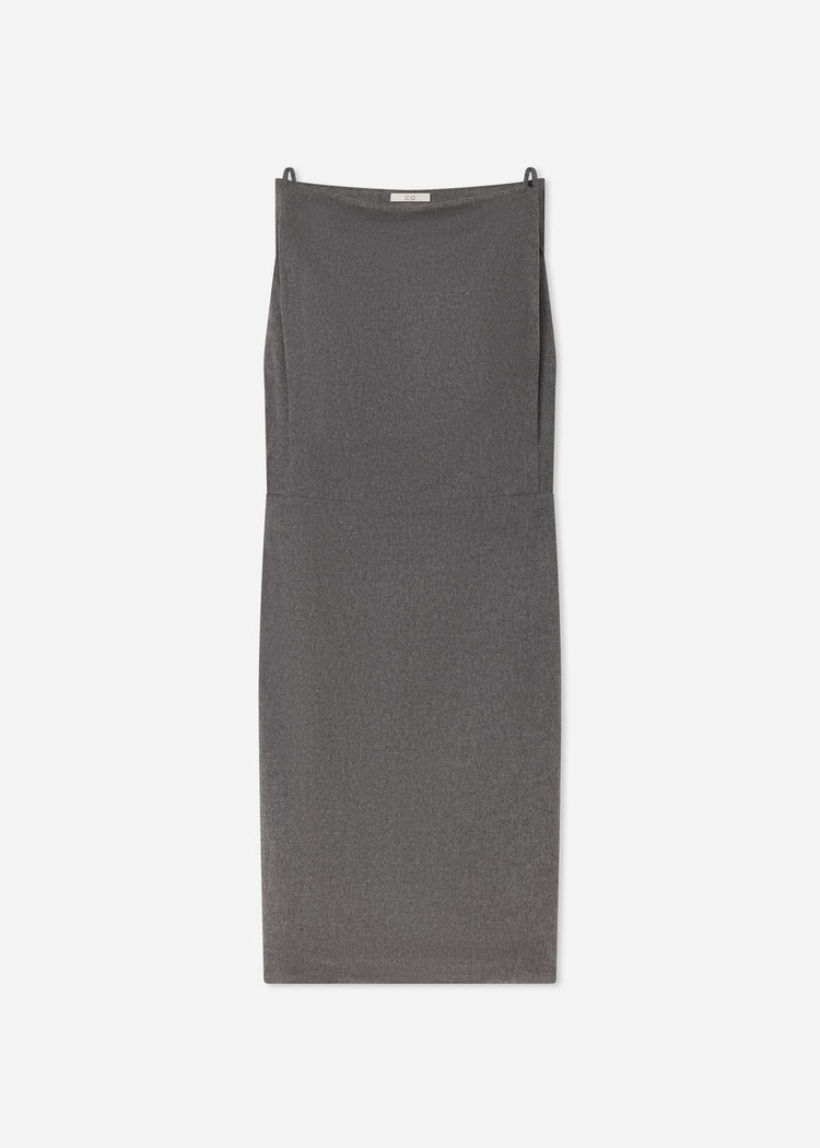 Bateau Shift Dress in Wool Cashmere - Grey Melange, image 5 of 5
