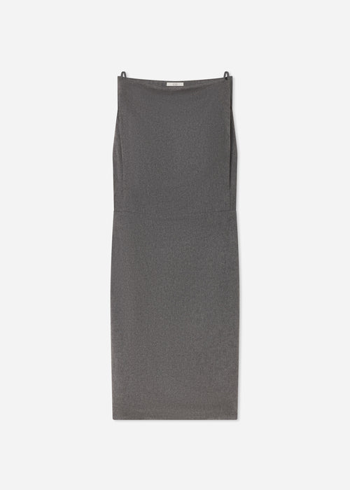 Bateau Shift Dress in Wool Cashmere - Grey Melange, image 5 of 5