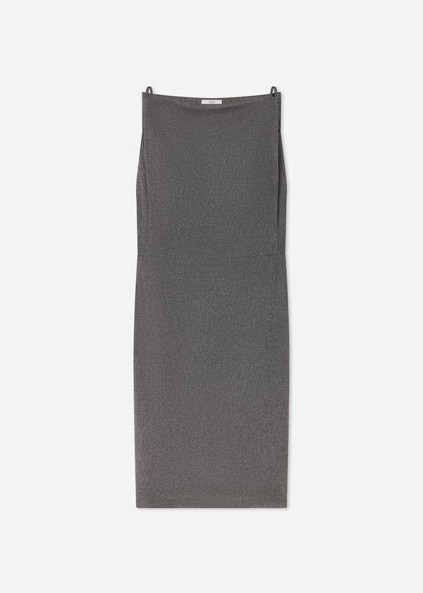 Bateau Shift Dress in Wool Cashmere - Grey Melange, image 5 of 5