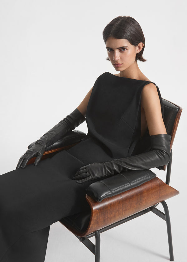 Bateau Shift Dress in Crepe - Black, image 1 of 5