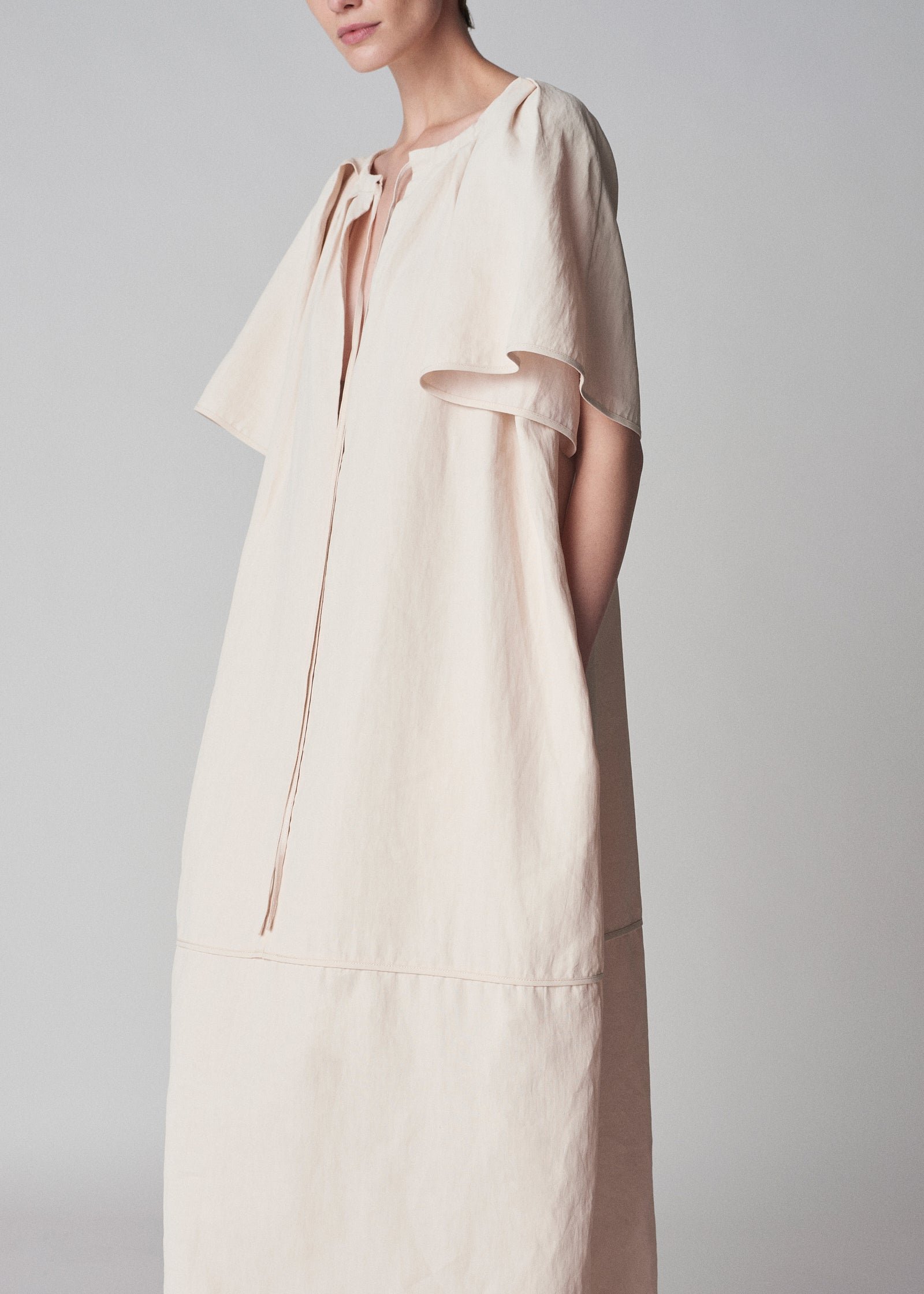 Linen Cape Dress in Whisper Pink - CO Collections