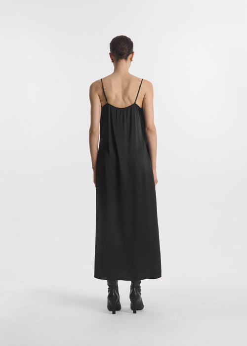Lace Slip Dress in Silk - Black, image 4 of 5