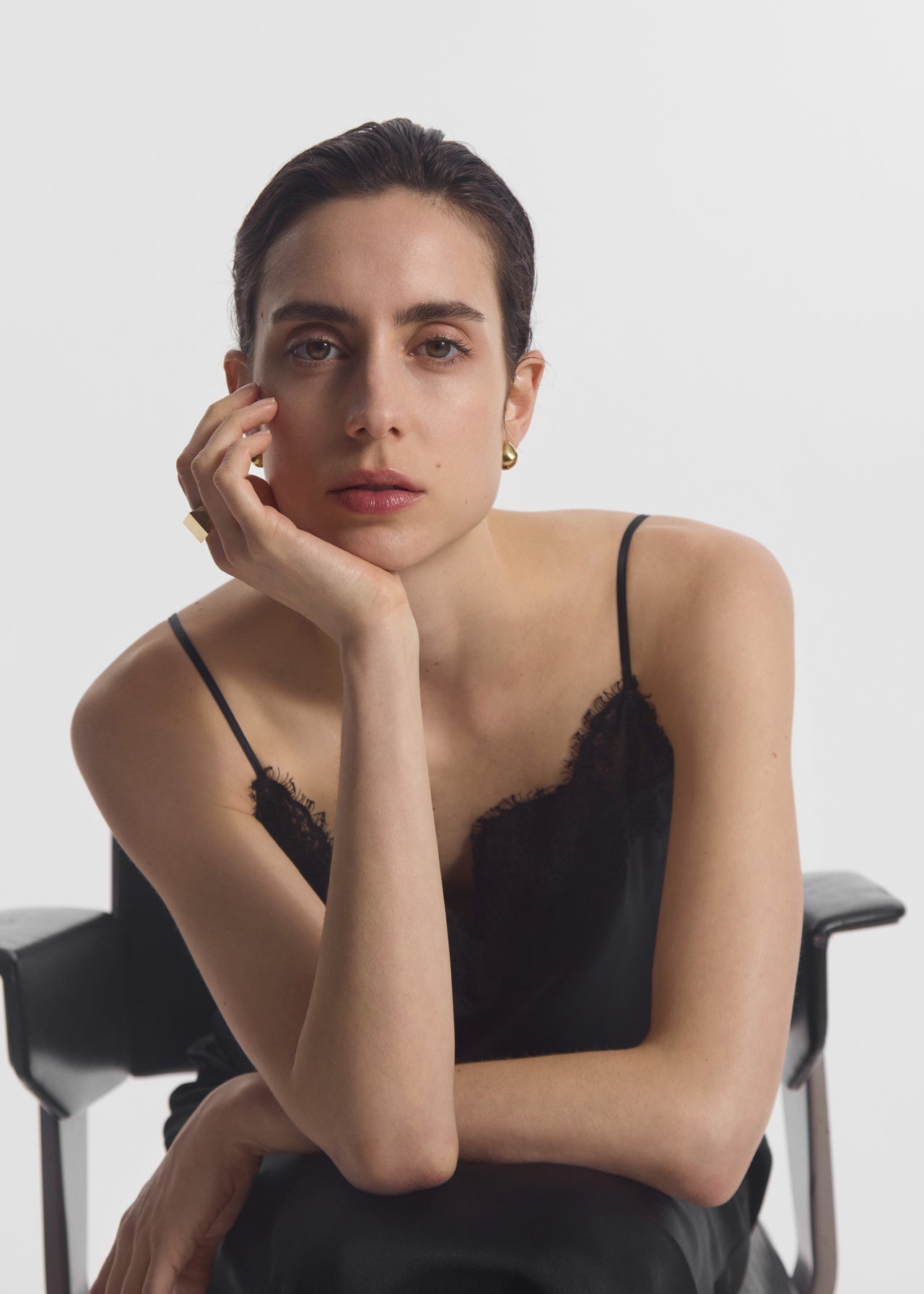 Lace Slip Dress in Silk - Black - CO