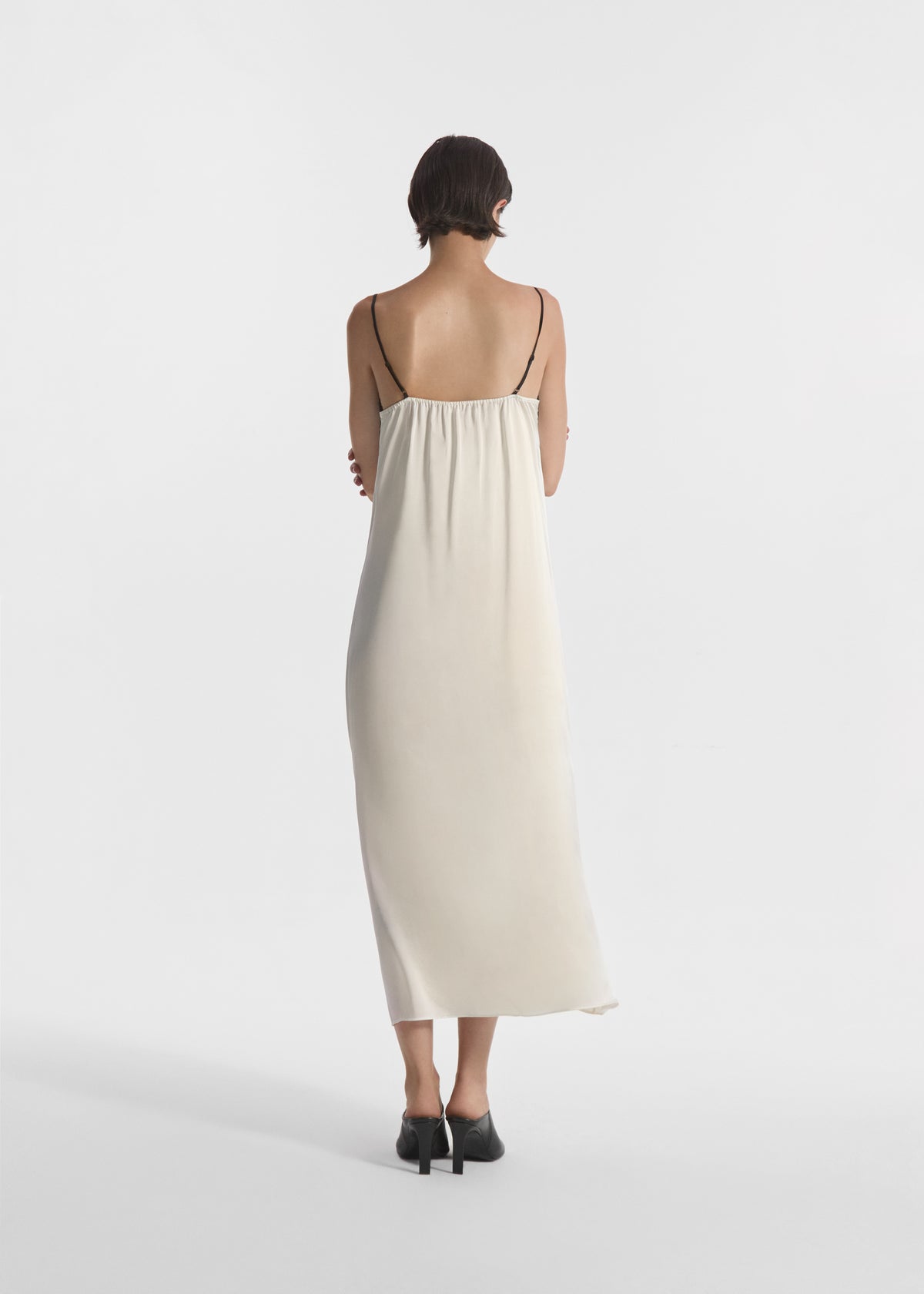 Lace Slip Dress in Silk - Ivory, image 4 of 6