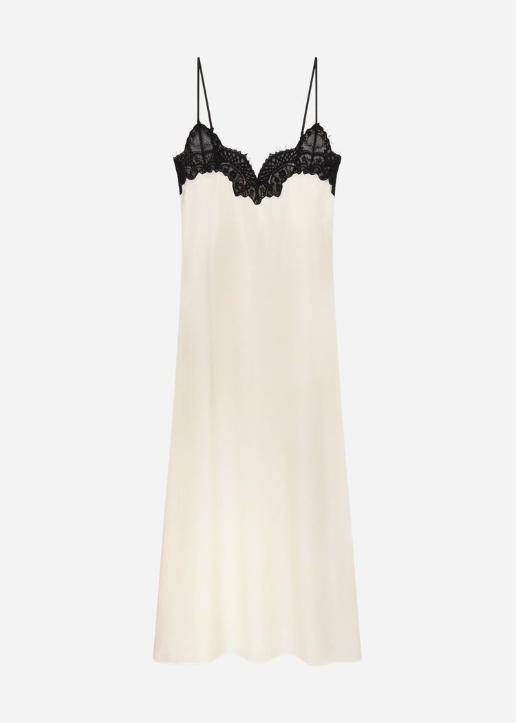 Lace Slip Dress in Silk - Ivory, image 6 of 6