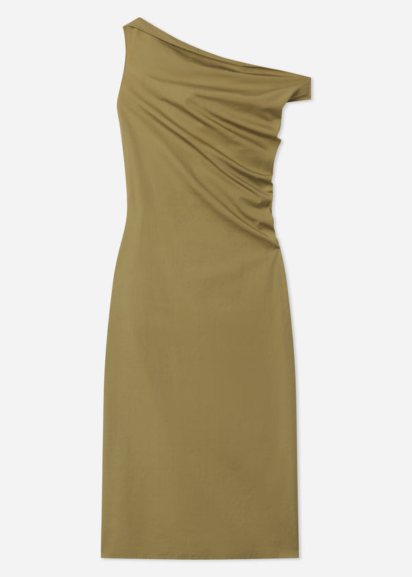 Draped Back Dress in Cotton - Aloe - CO
