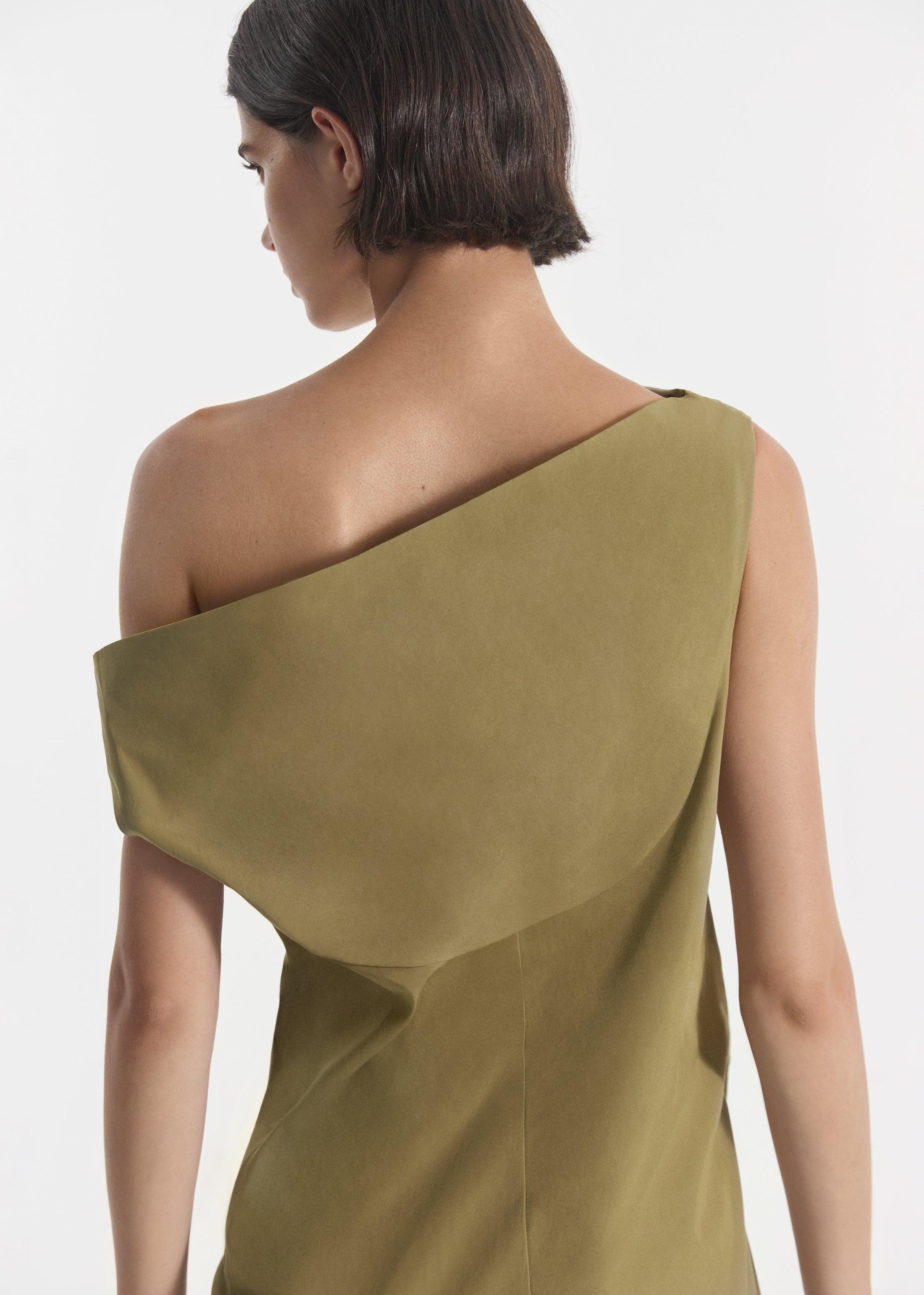 Draped Back Dress in Cotton - Aloe