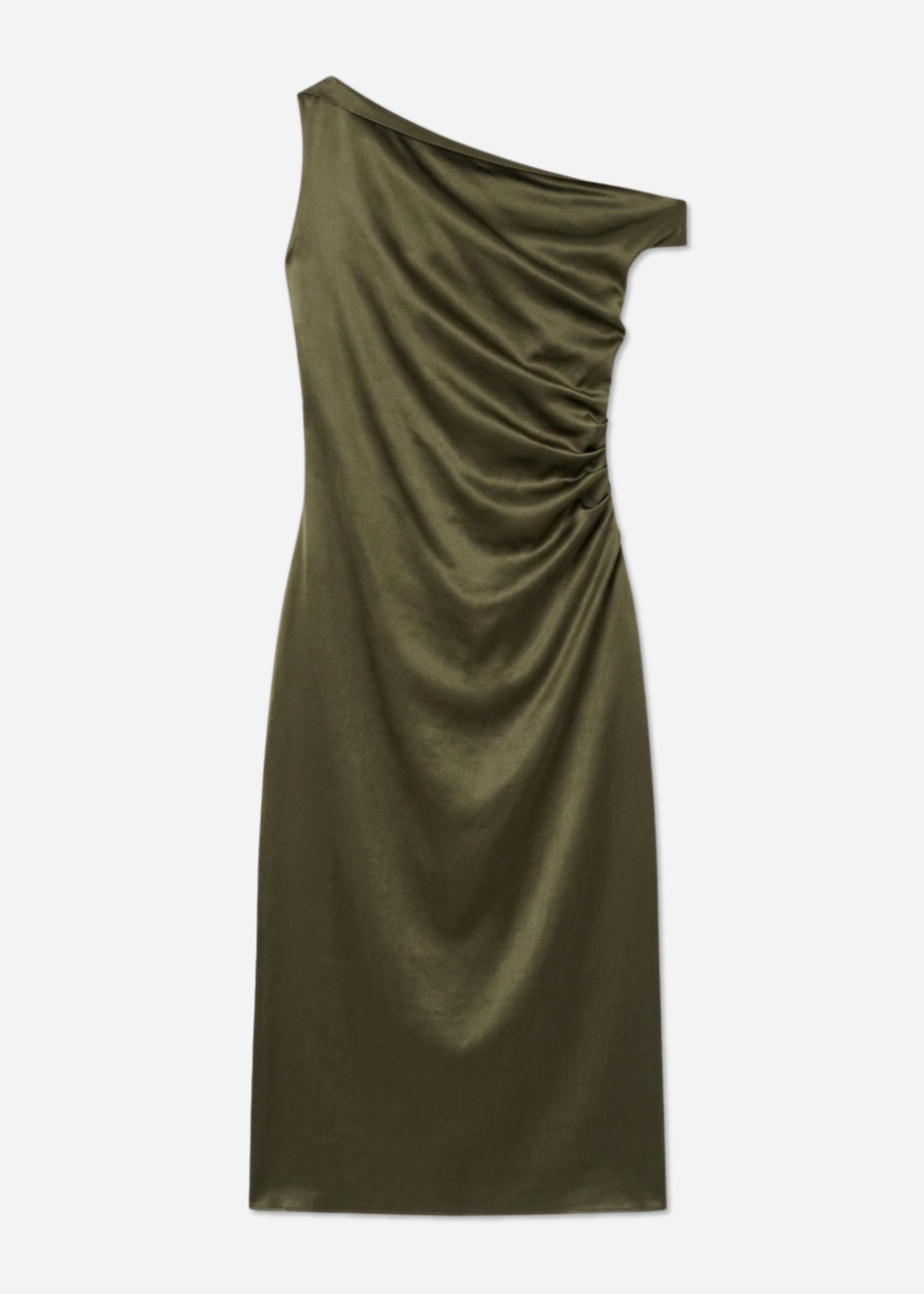 Draped Back Dress in Printed Cotton - Jade