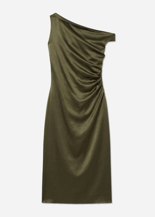 Draped Back Dress in Printed Cotton - Jade - CO