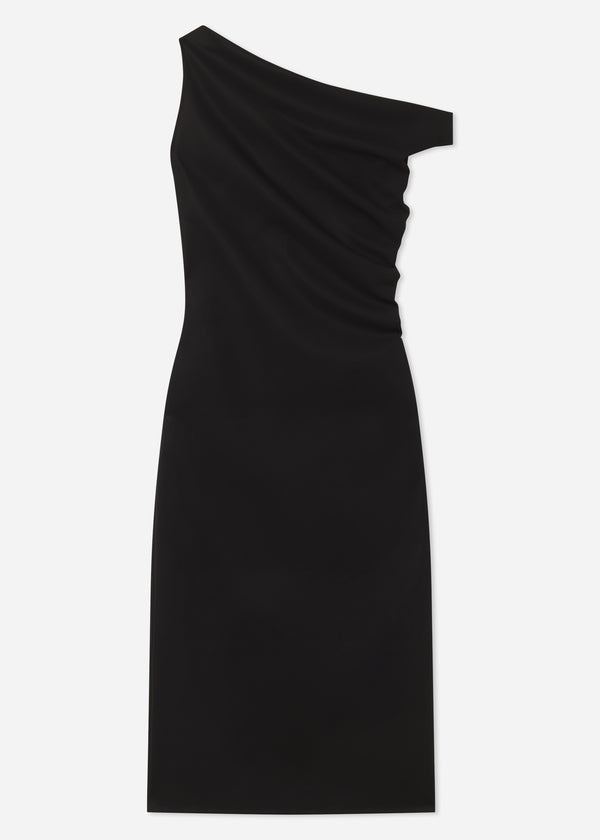 Draped Back Dress in Cotton - Black - CO