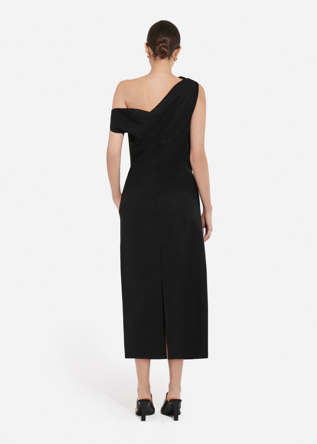 Draped Back Dress in Cotton - Black - CO
