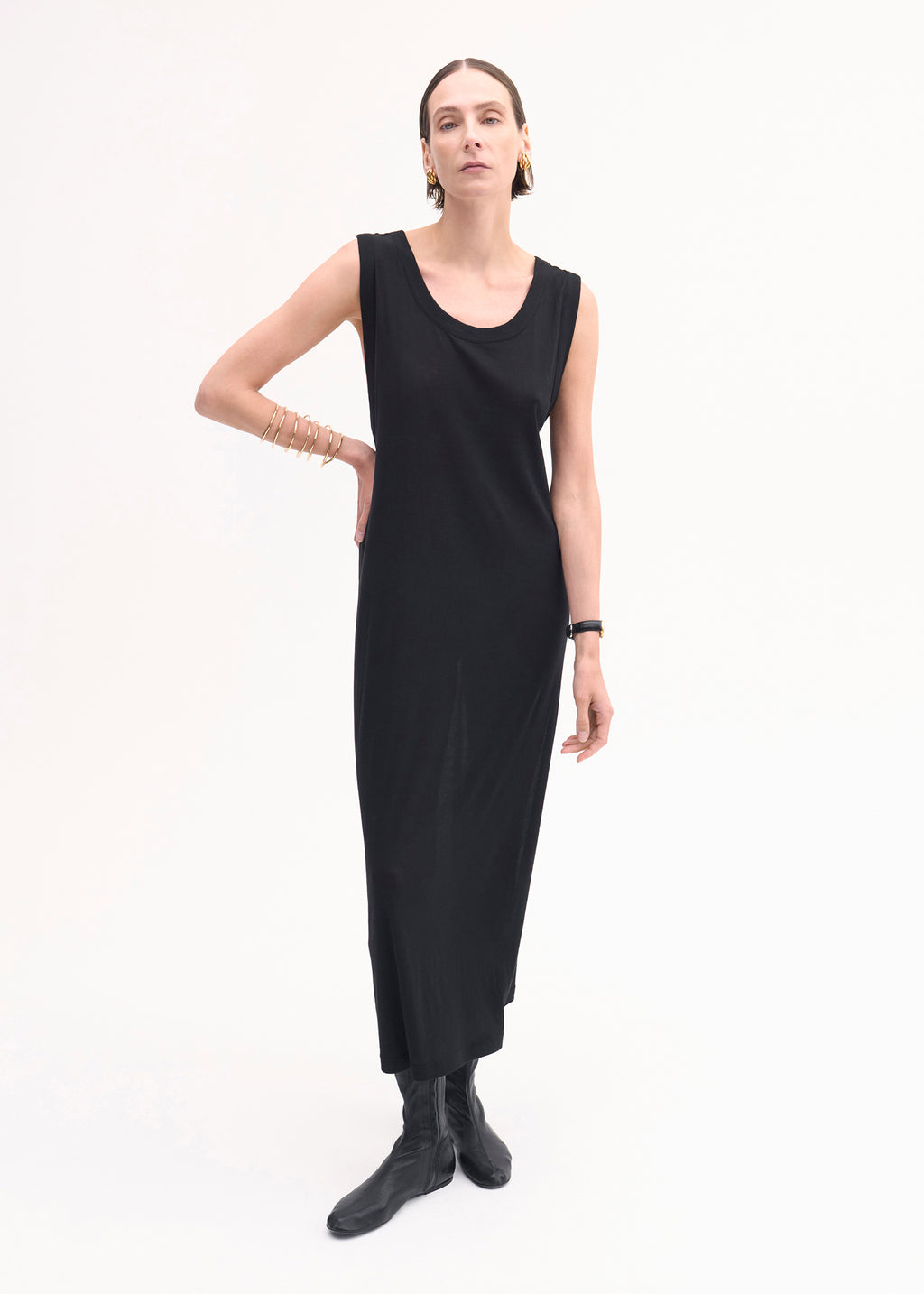 Tank Dress in Slub Jersey - Black - CO