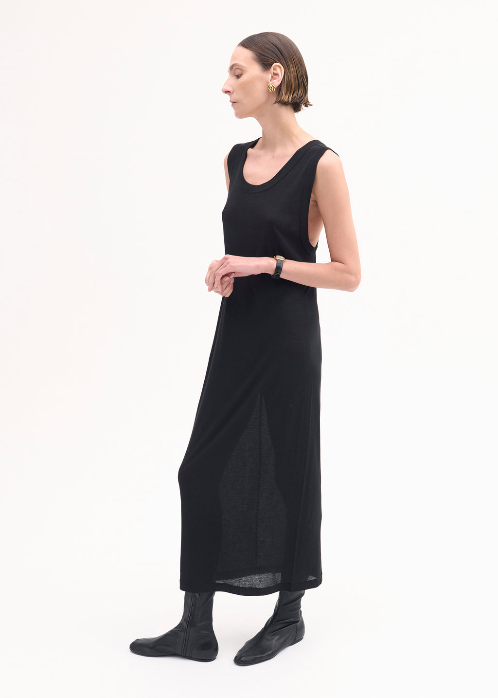 Tank Dress in Slub Jersey - Black - CO