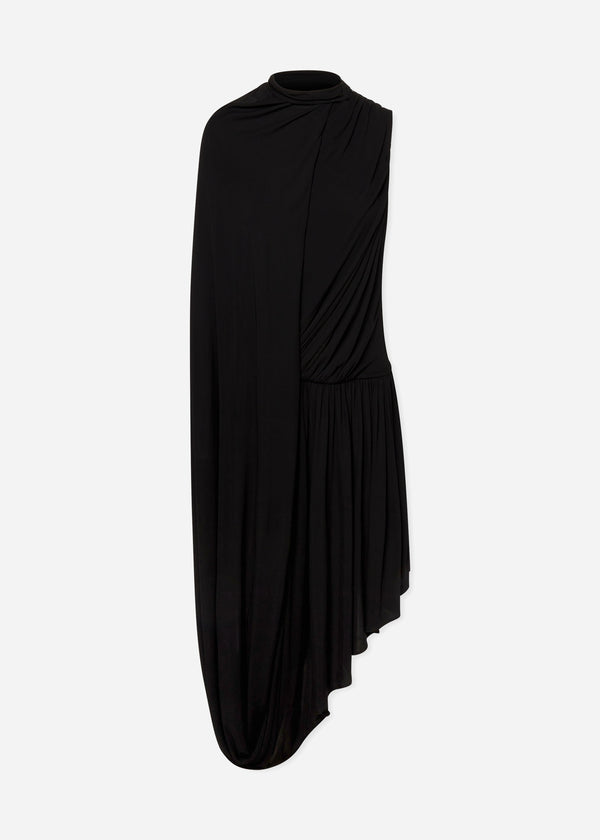 Asymmetric Dress in Viscose Jersey - Black - CO