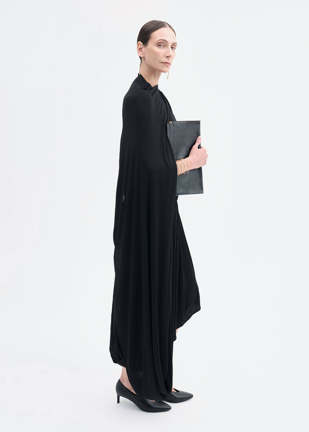 Asymmetric Dress in Viscose Jersey - Black - CO