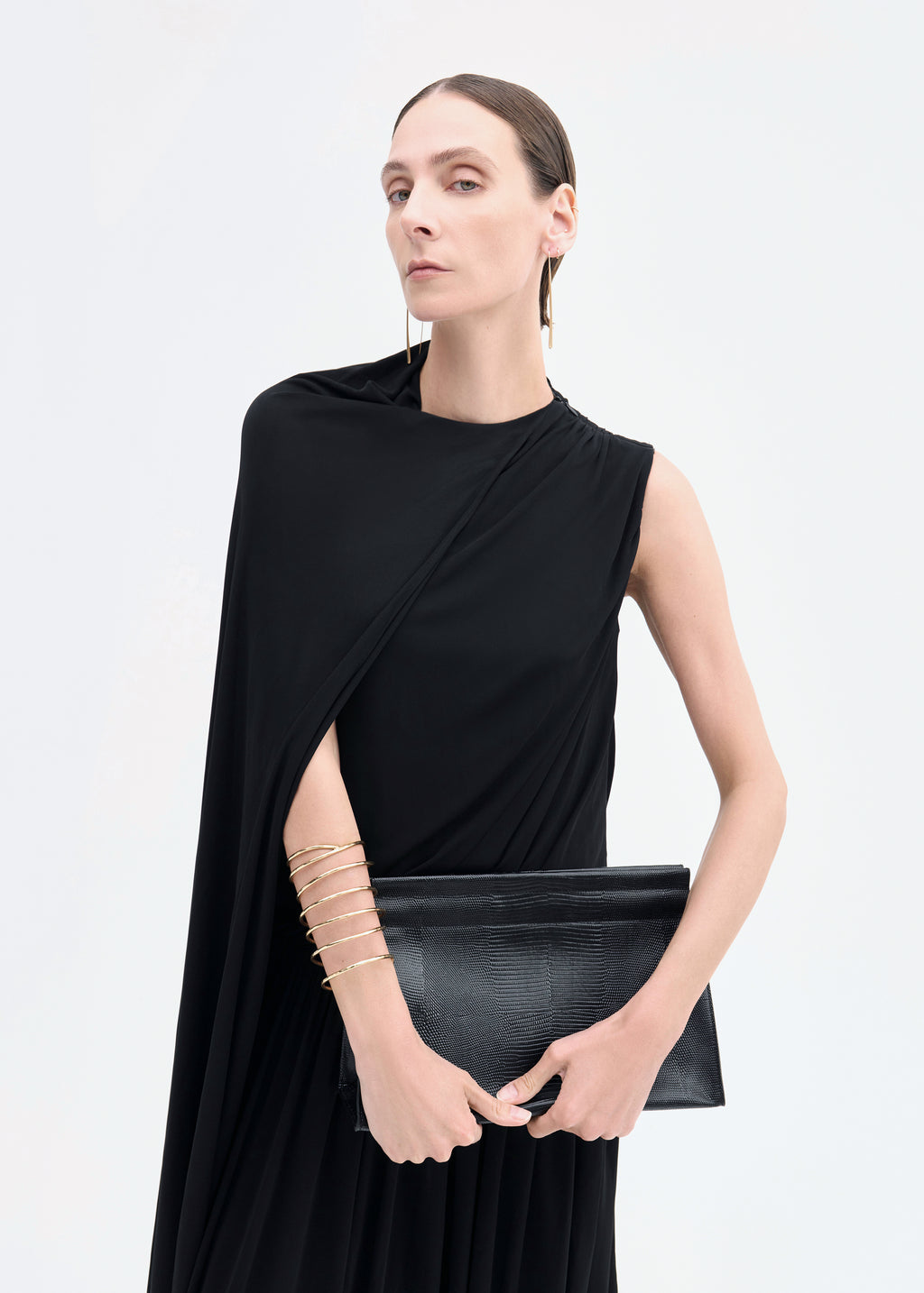 Asymmetric Dress in Viscose Jersey - Black - CO